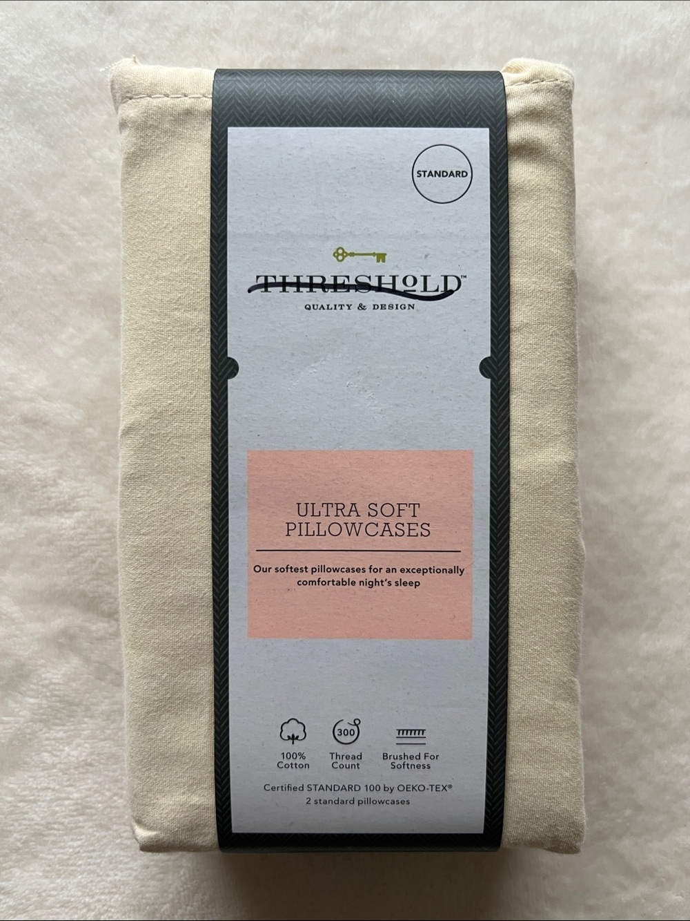 2 Threshold Ultra Soft Pillowcases - Butter Cream, standard